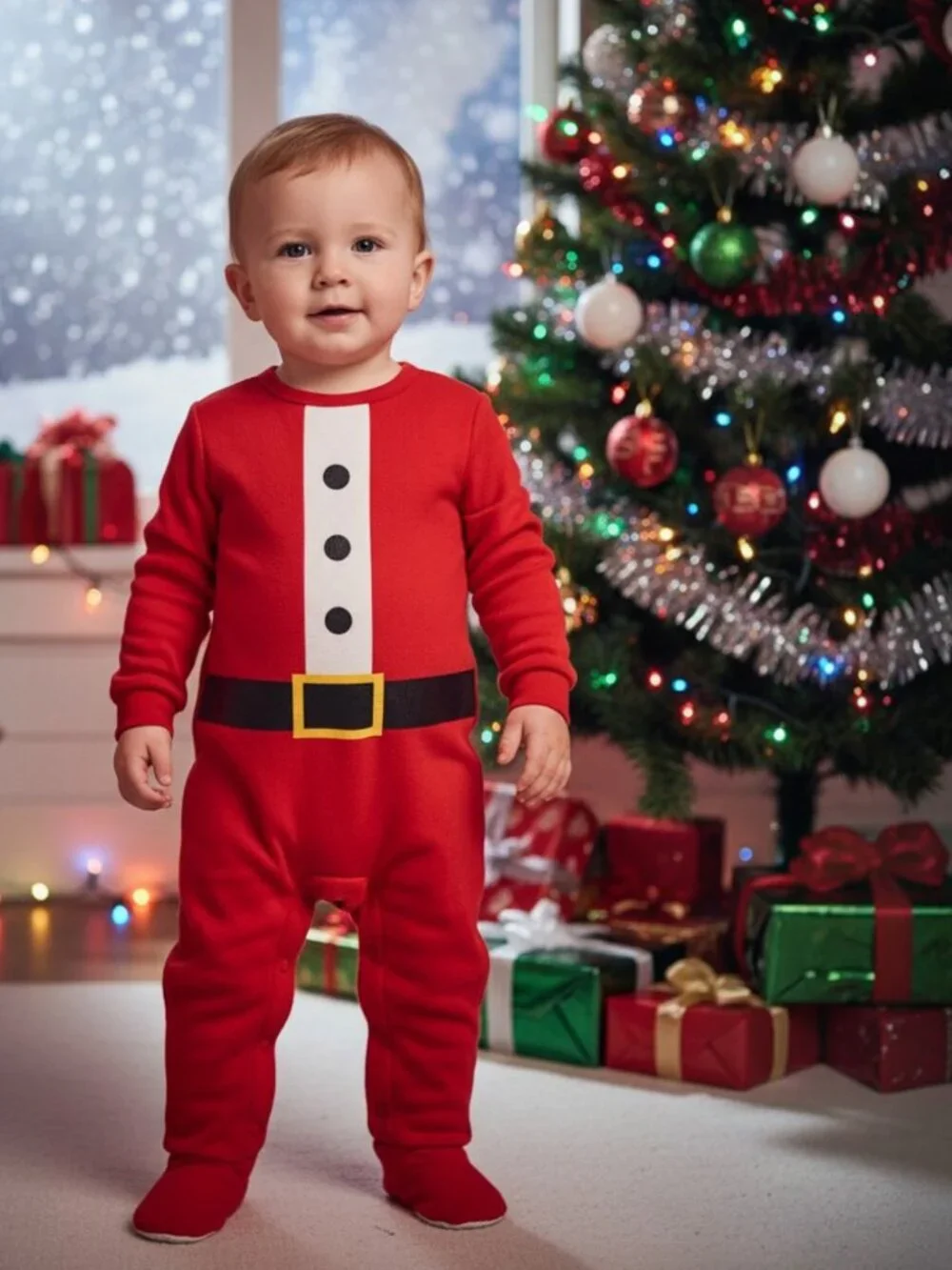 NWT Cuddl Duds Santa Claus Footed Pajamas Romper Footie 24M Sleep and Play